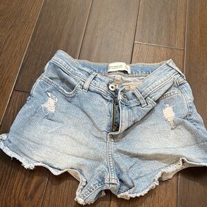 abercrombie kids Light Wash Denim Distressed Shorts